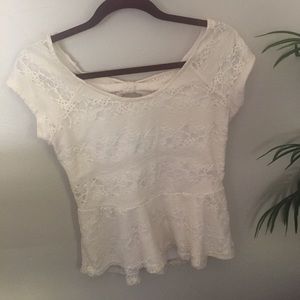 Cream lace peplum top